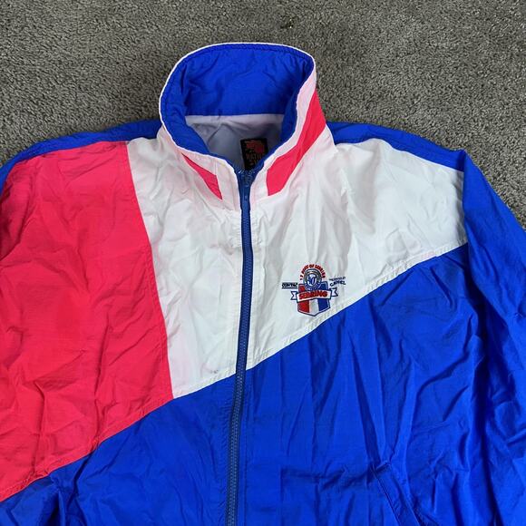 Vintage 12 Hours of Sebring Jacket Mens Large Blue White Racing Windbreaker 90s - Picture 4 of 15